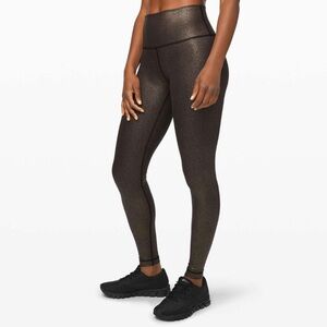 Lululemon | Wunder Under High Rise Tight Luminosity Foil Print Black Copper 6